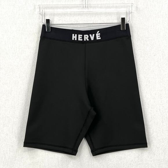 HERVE LEGER Logo Bike Shorts Womens Small Black White High Rise Stretch NWT - Picture 5 of 16